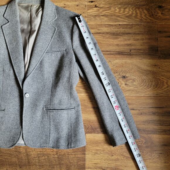 Vintage 90s Anderson Little Womens Gray Blazer 100% Wool Jacket Siz 10 - Picture 8 of 9